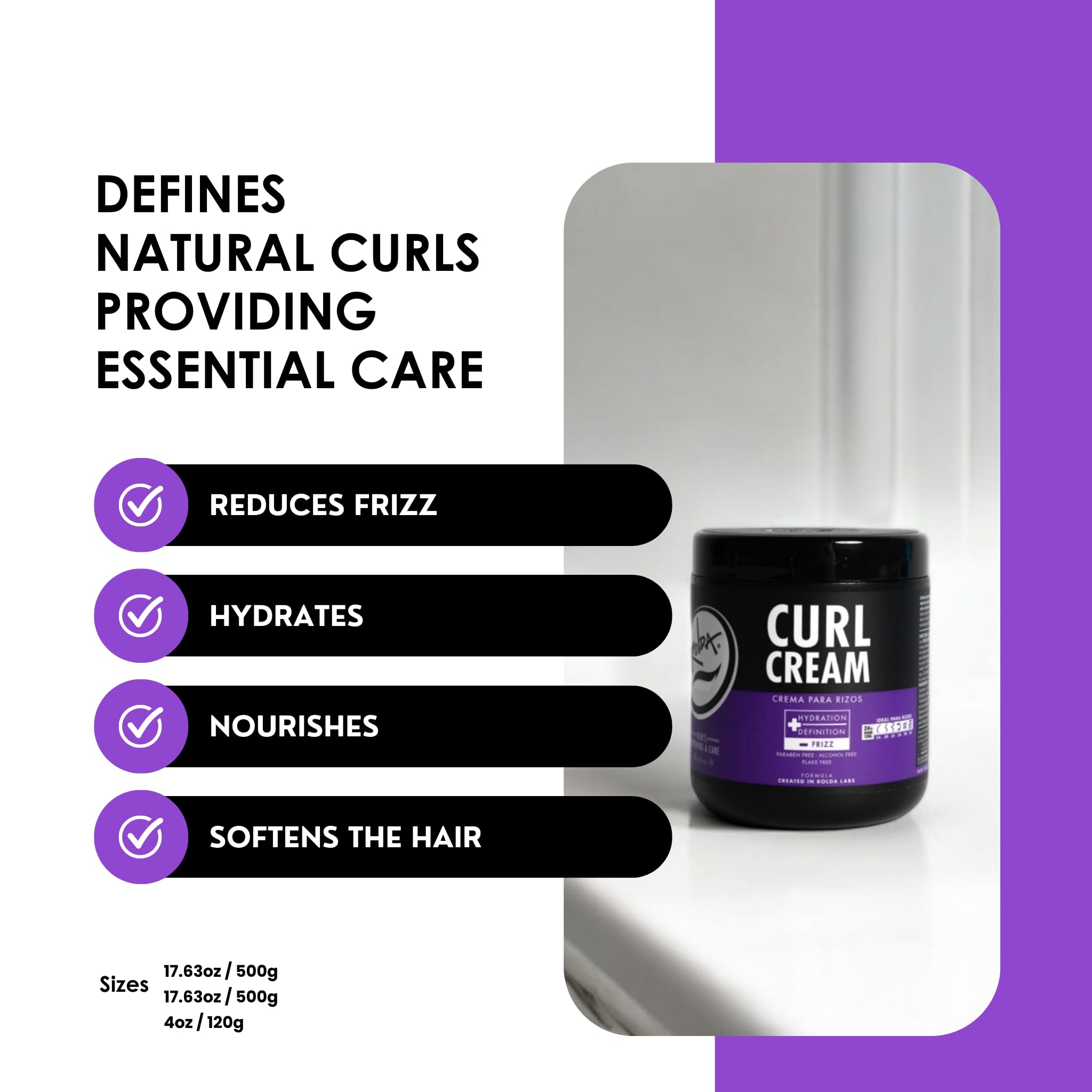 Rolda Curl Cream hidratación nutrición sin sensación pesada