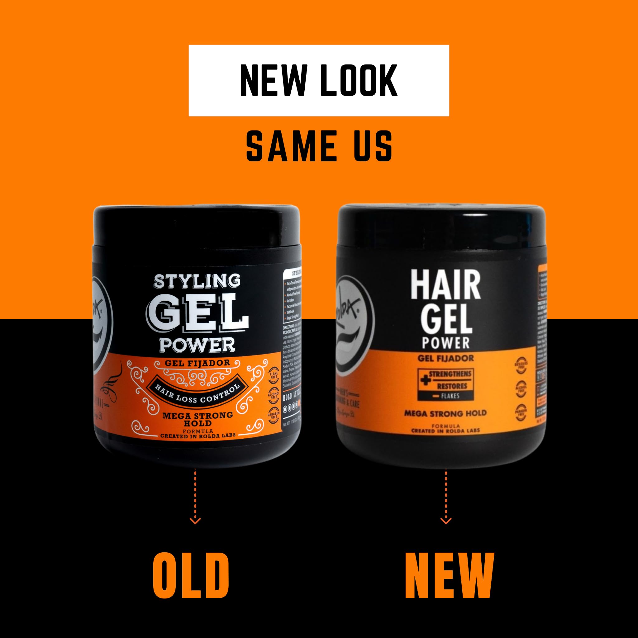 Rolda Power Styling Gel, control de caída y fibras fortalecidas.