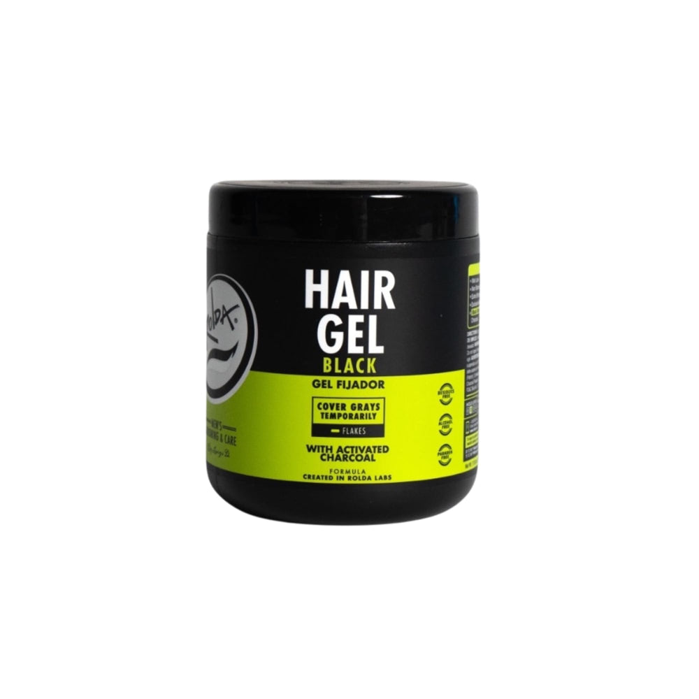 Rolda gel negro cabello bote: fijación duradera para cabello oscuro