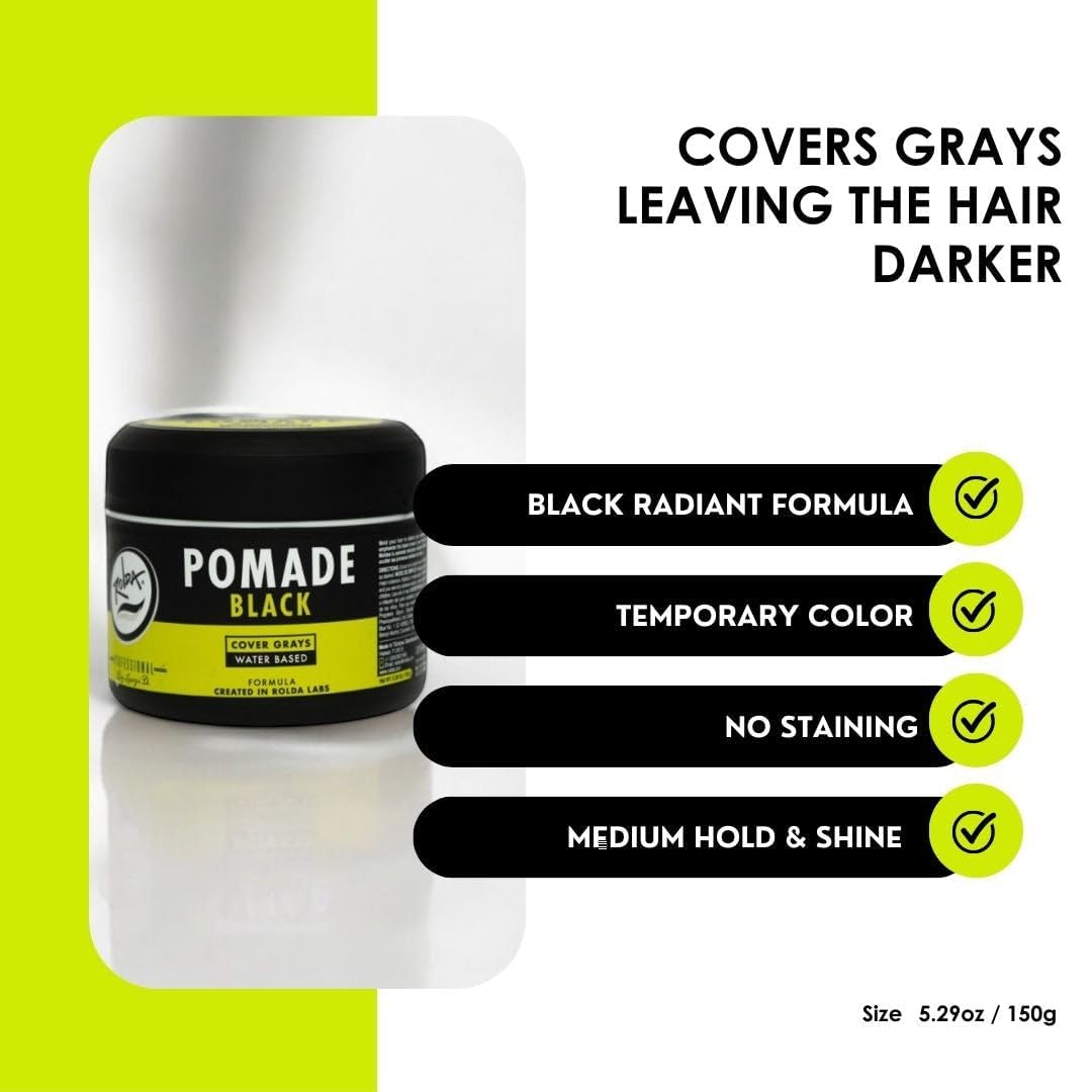 Rolda pomada negra brillo equilibrado para acabado natural