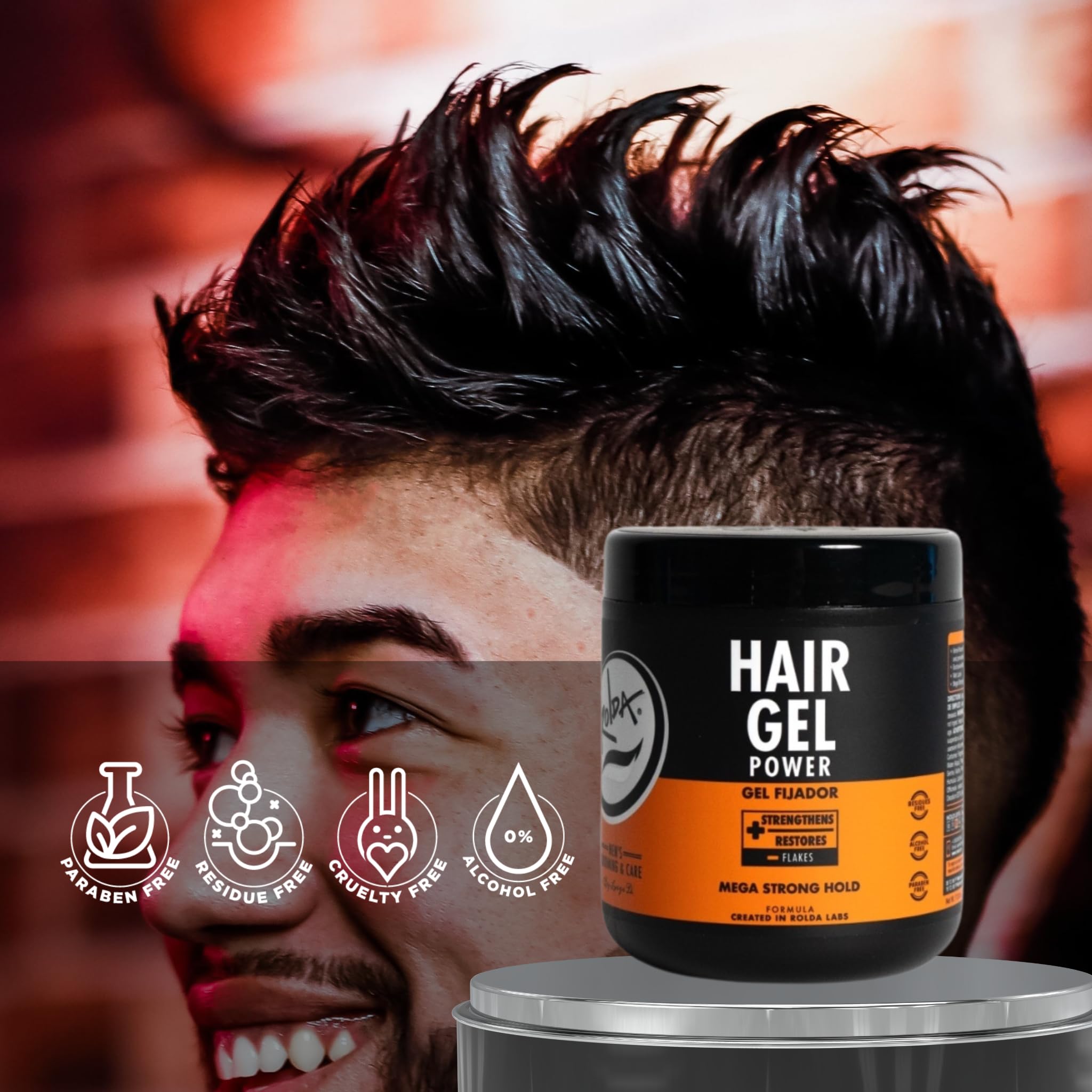 Rolda Power Styling Gel in gym bag ready for day-long hold.