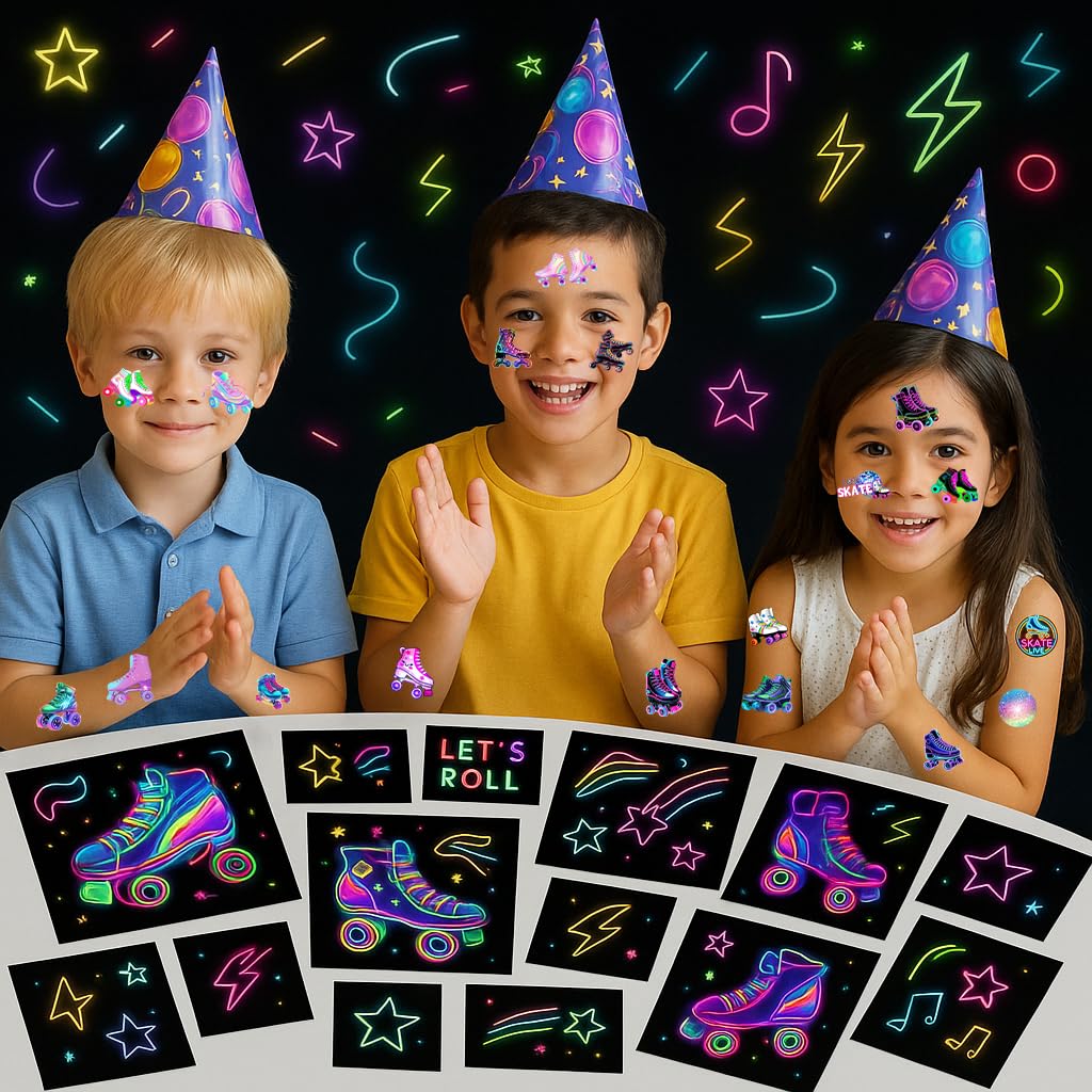 roller-skate-tattoos kids-party-favors spark color at celebrations
