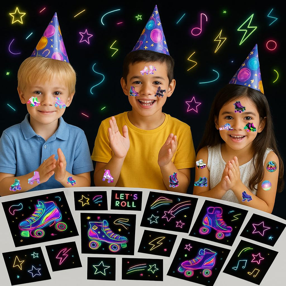 roller-skate-tattoos kids-party-favors spark color at celebrations
