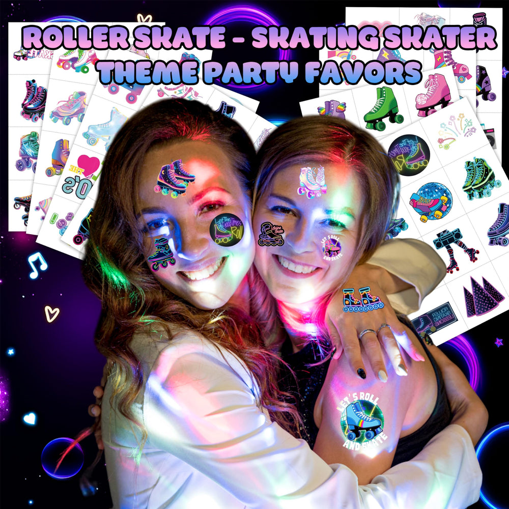 roller-skate-tattoos stars-and-bolts highlight fun accents for retro events