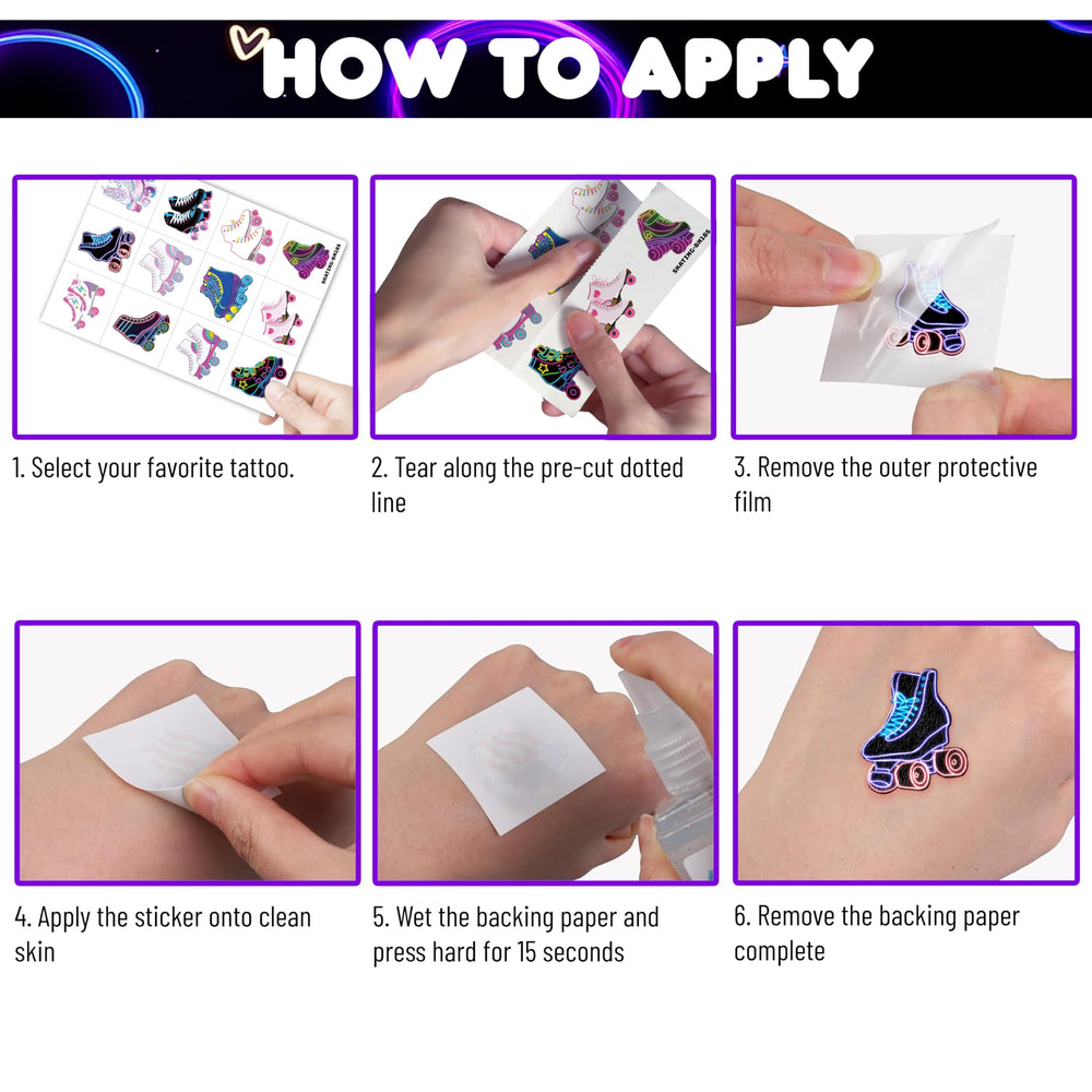 roller-skate-tattoos waterproof-stickers stay put during activities