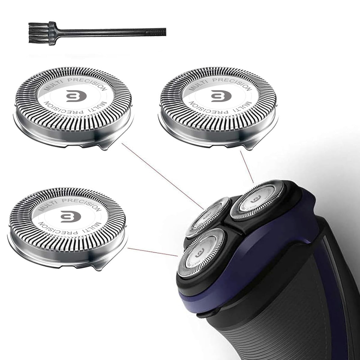 RF RollingFit SH30 replacement heads pack—three heads for easy Philips compatibility.