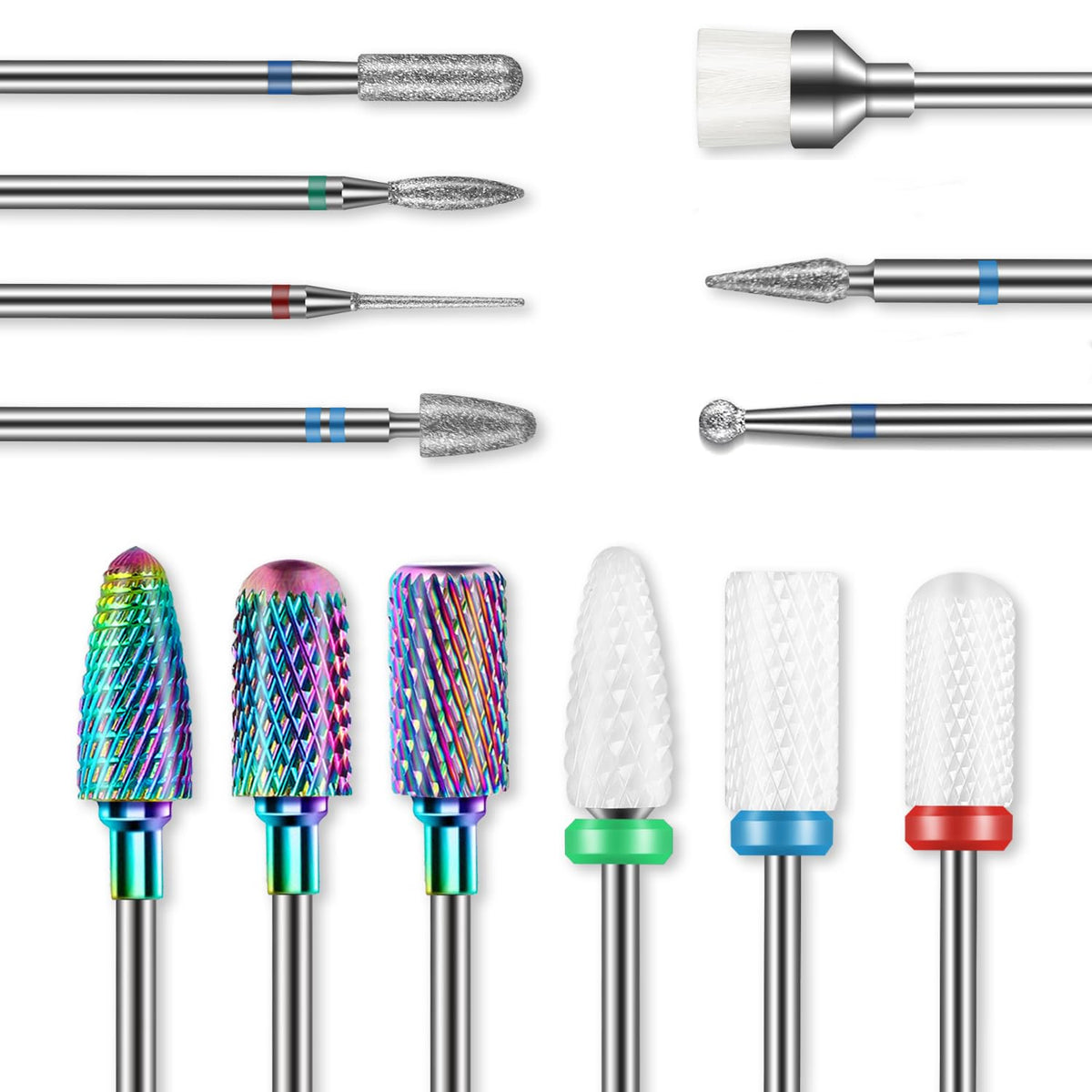Rolokit 13-piece nail drill bits set for versatile care and professional results.