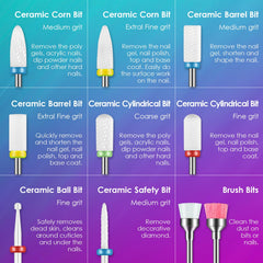 Rolokit ceramic bits precision for smooth finishes and safe natural nail profiling.