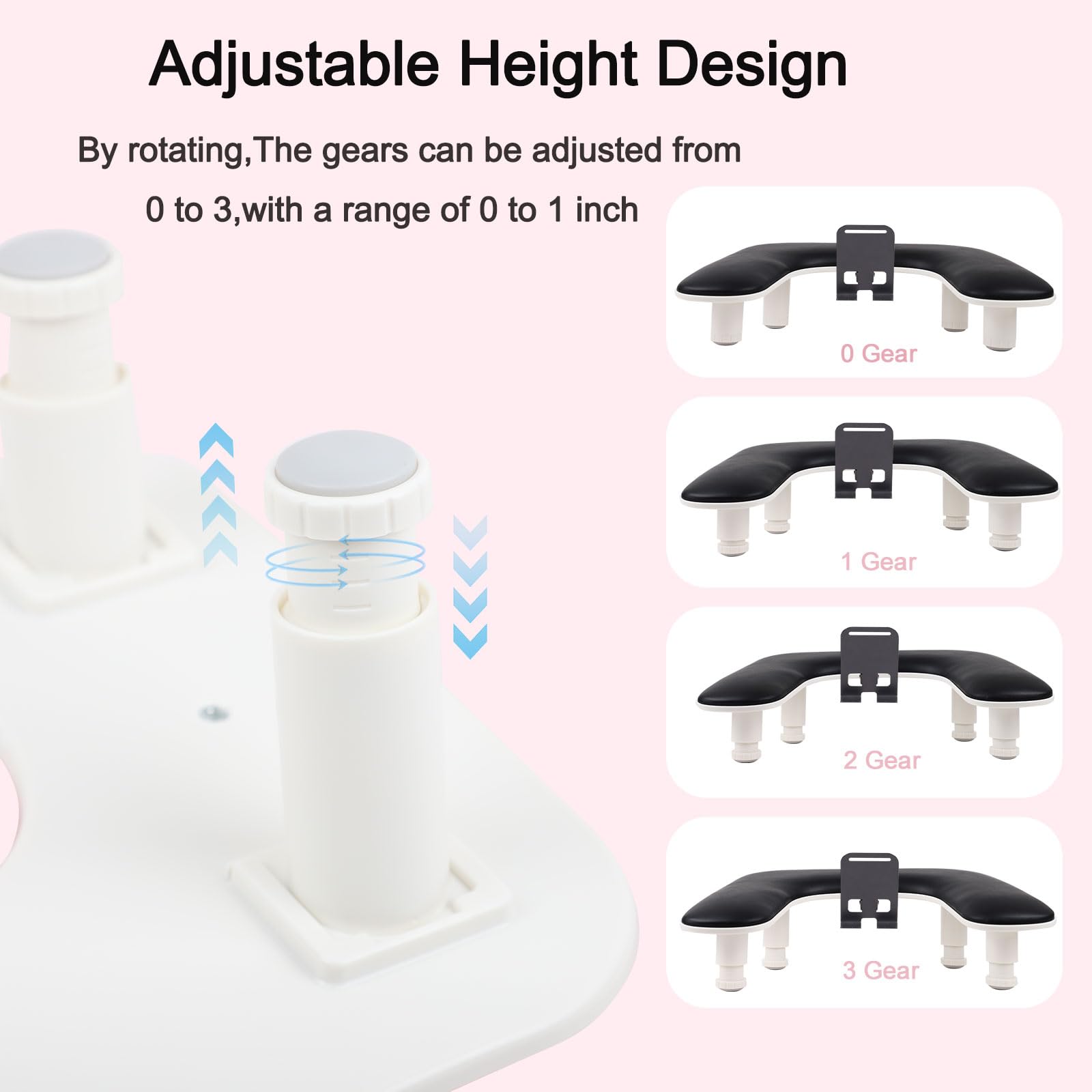 Rolomanve adjustable legs offer customizable height for different clients.
