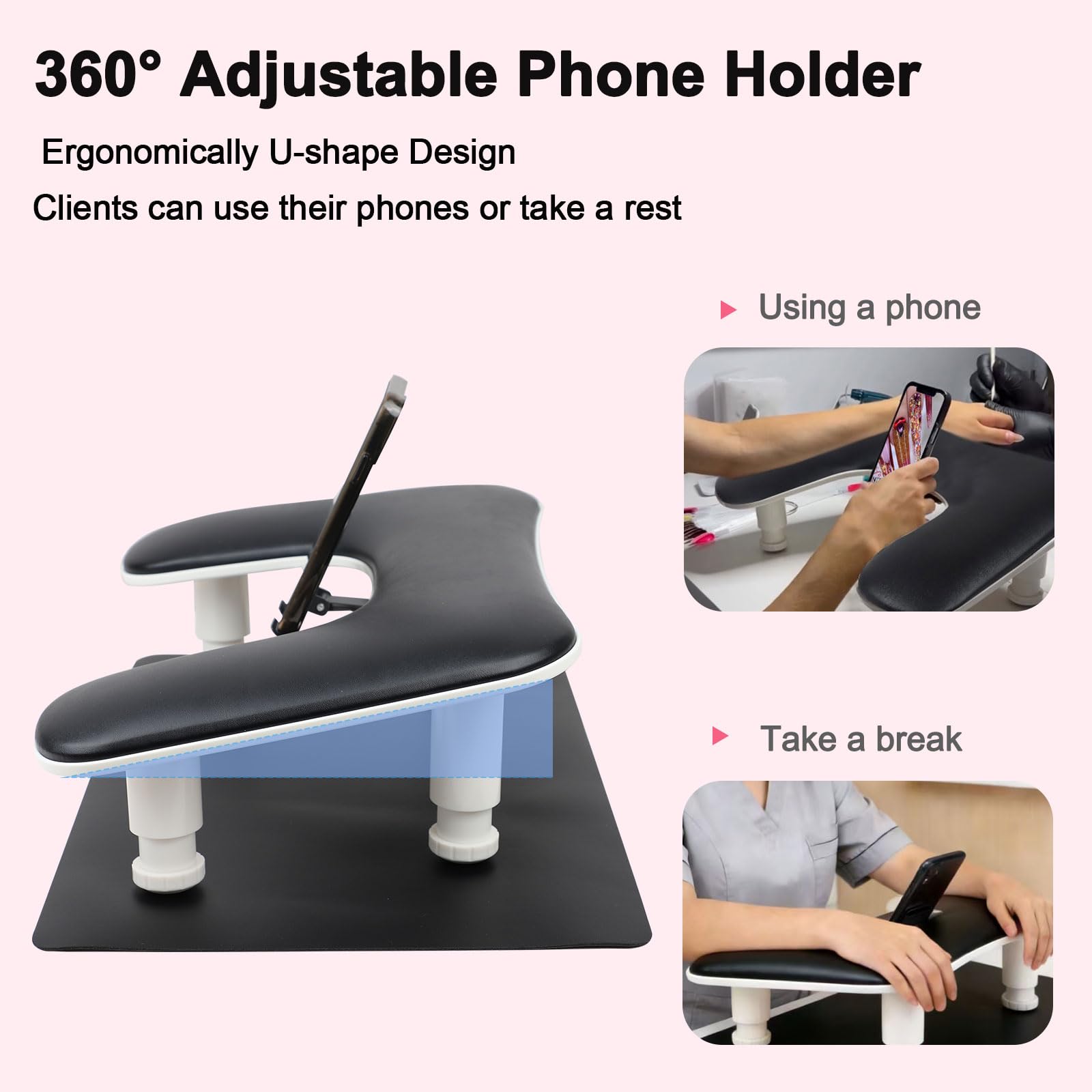 Rolomanve nail table mat arm rest with cushioned support for long sessions.