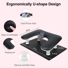 Rolomanve u-shape arm rest promotes relaxed posture during manicures.