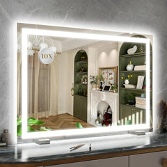 ROLOVE 32x22 inch vanity mirror with edge-to-edge halo lighting for flawless makeup.