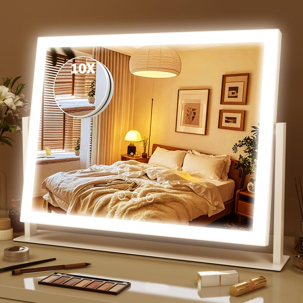 ROLOVE lighted makeup mirror 16x12 full-face view for precise makeup and skincare.