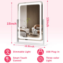 ROLOVE 12.6x15 desk mirror shows full face and neck area