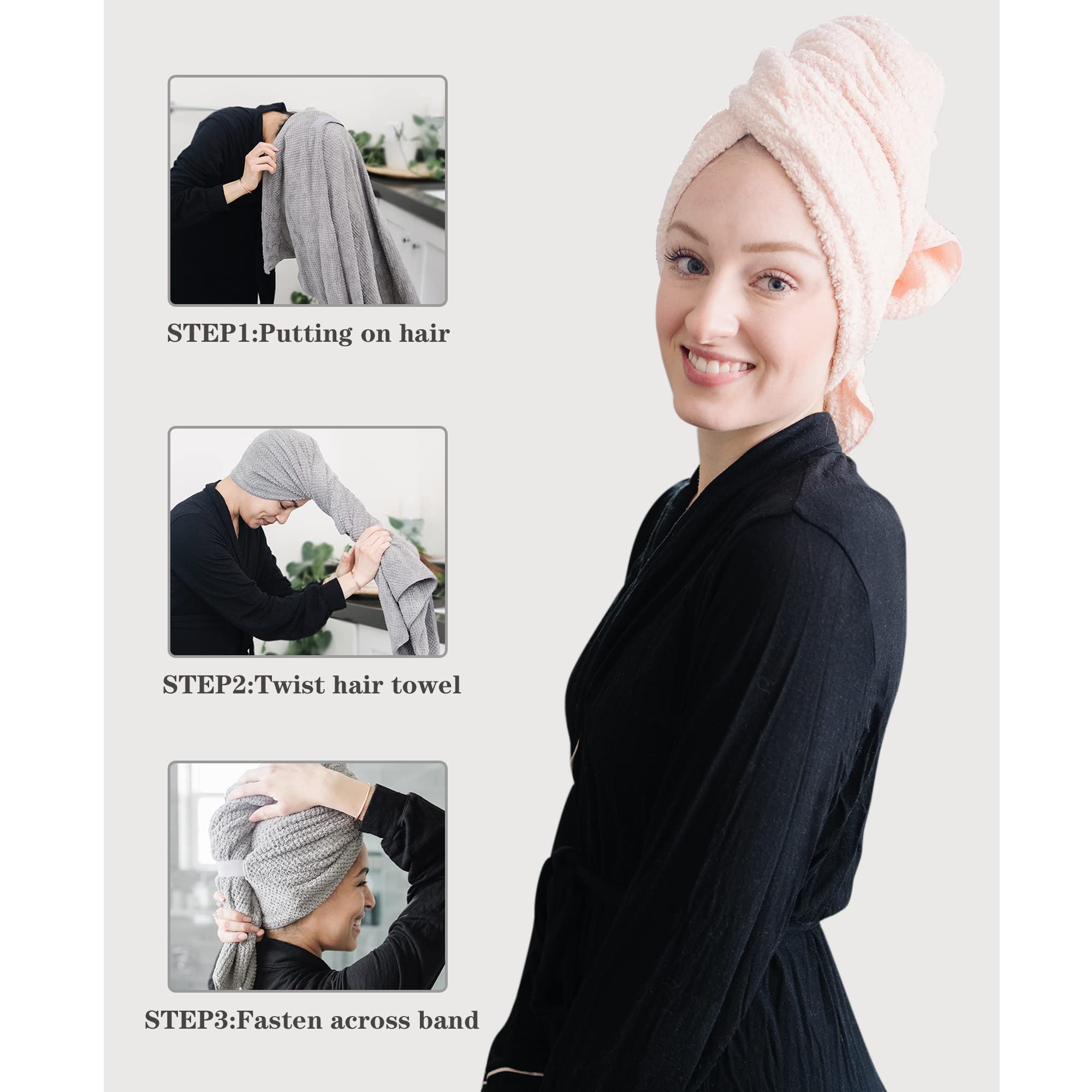 ROLSHOL toalla microfibra para cabello largo y corto