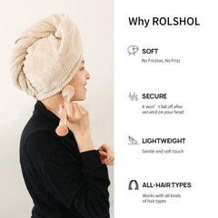 Rolshol toalla secado rápido microfibra para cabello húmedo y limpio.