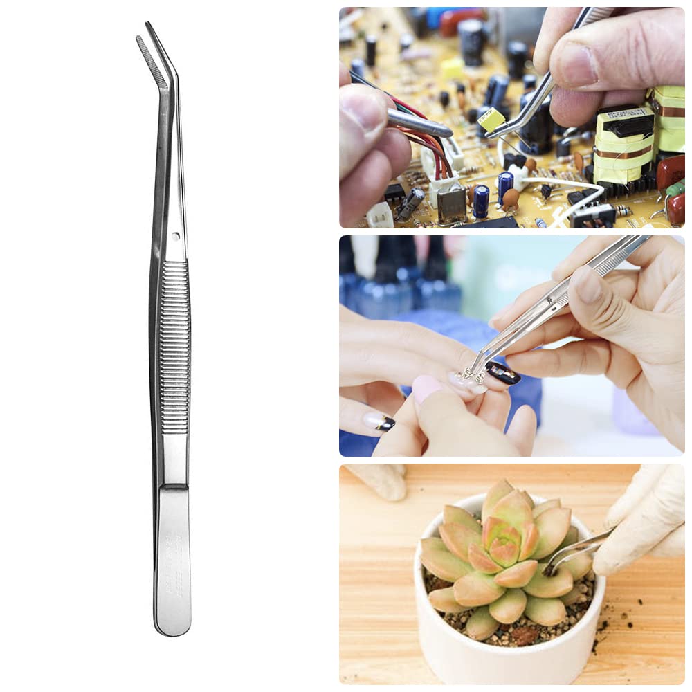 Rolybag curved-serrated tweezers with ergonomic handle for controlled delicate tasks