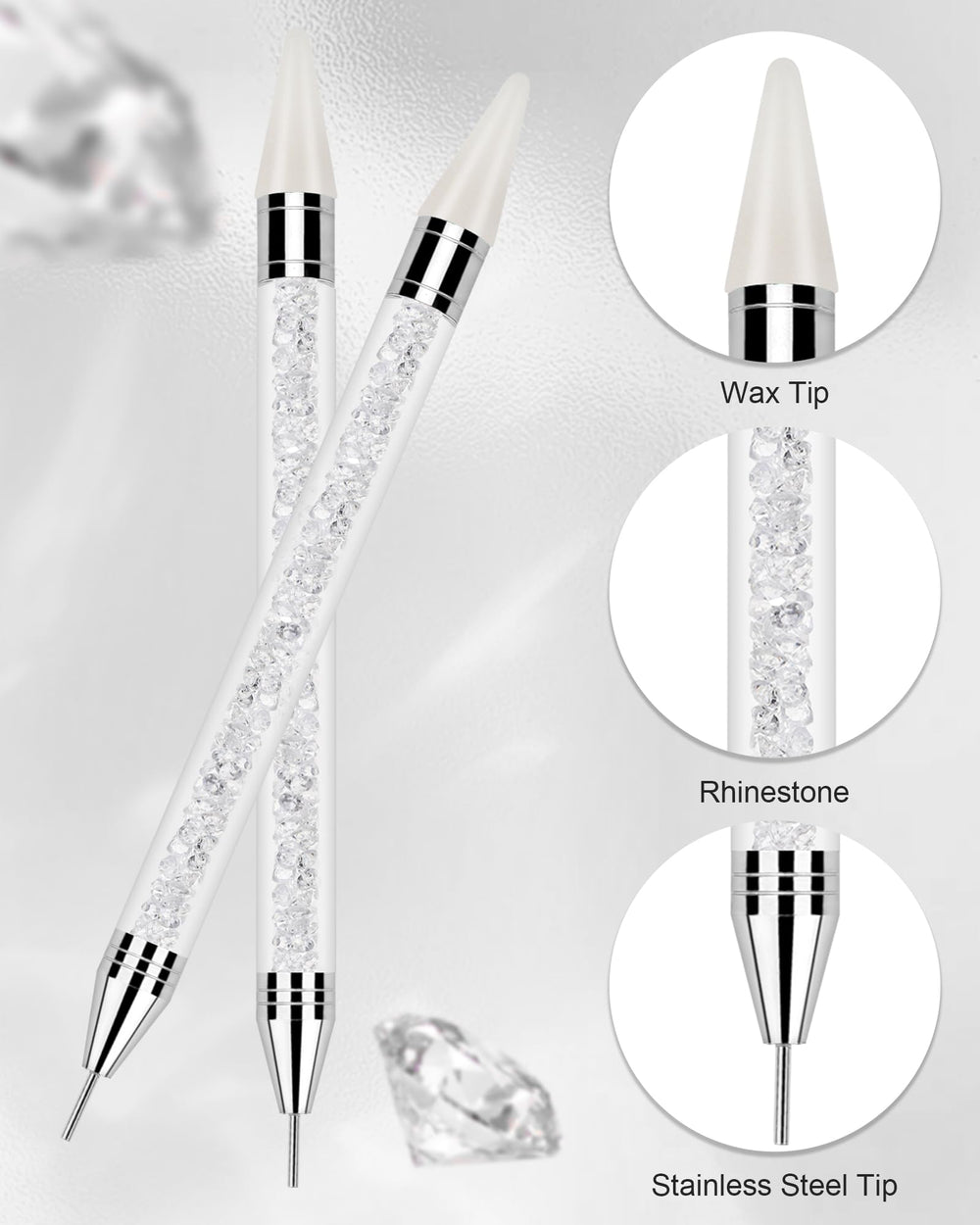 Rolybag rhinestone picker with a double-head design for pickup and placement.