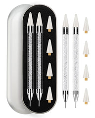 Rolybag rhinestone picker tool set in white with two pens for precise nail art.