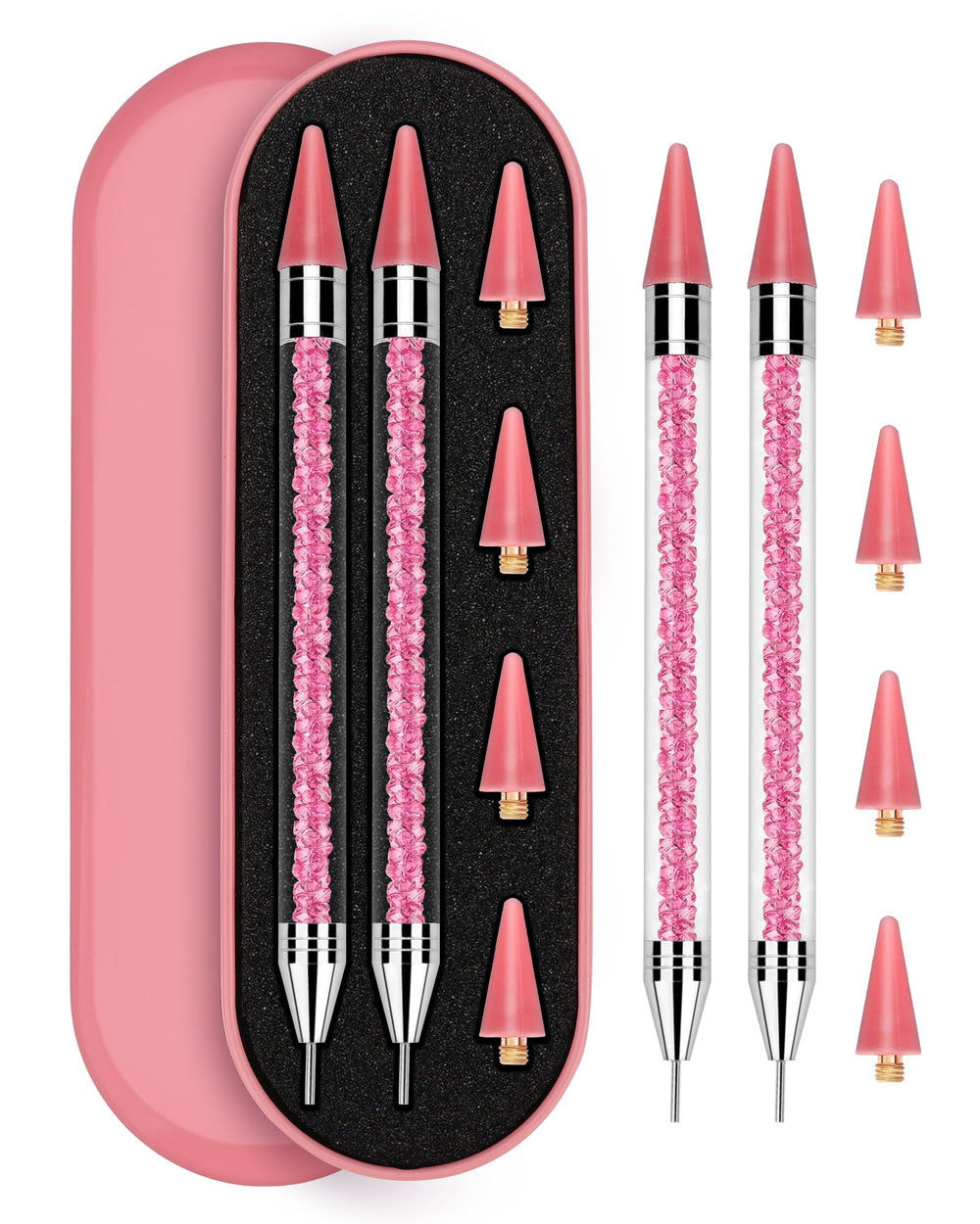 Rolybag rhinestone picker tool with pink box for organized storage