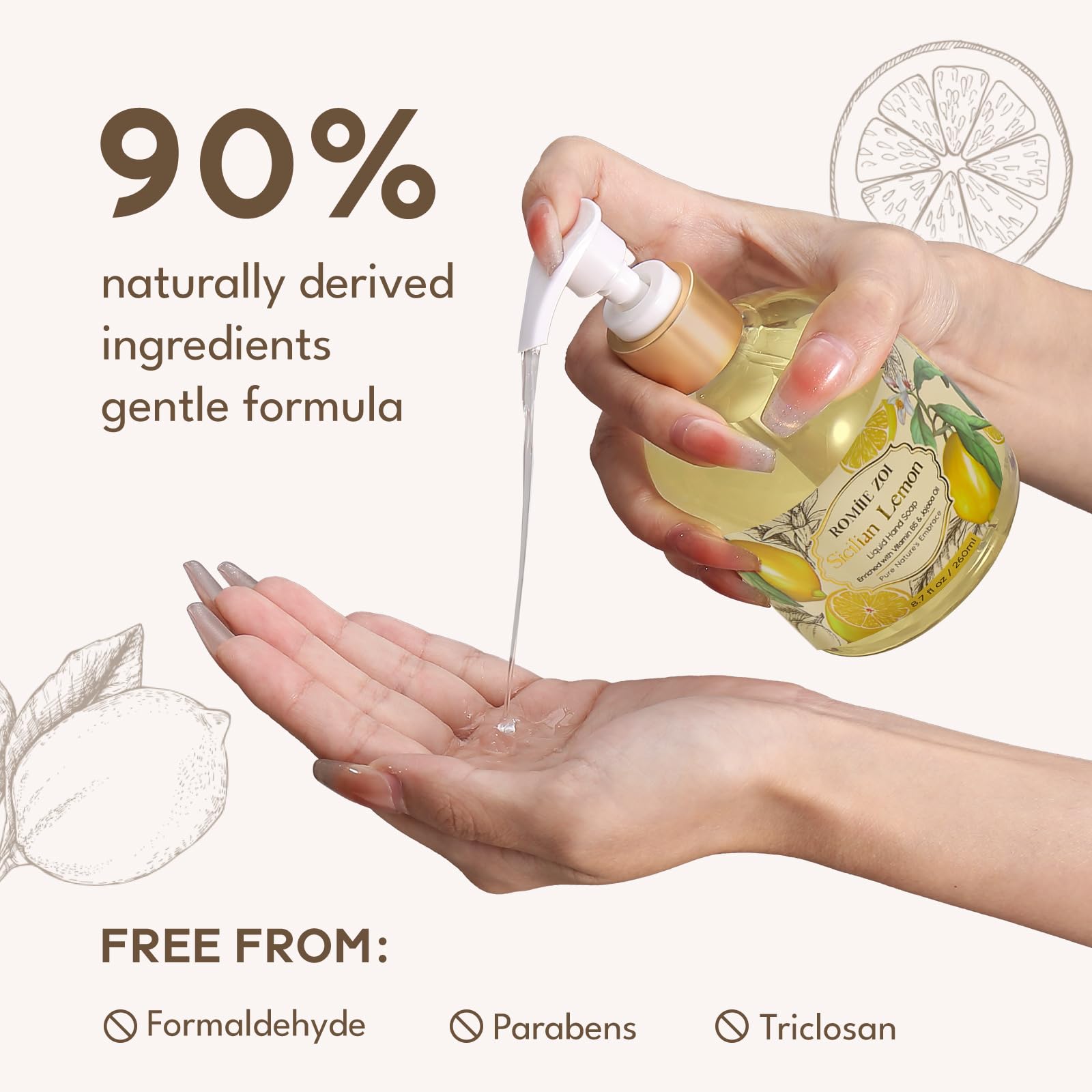 ROMIIE ZOI fresh lemon aroma enhances daily hand washing routine