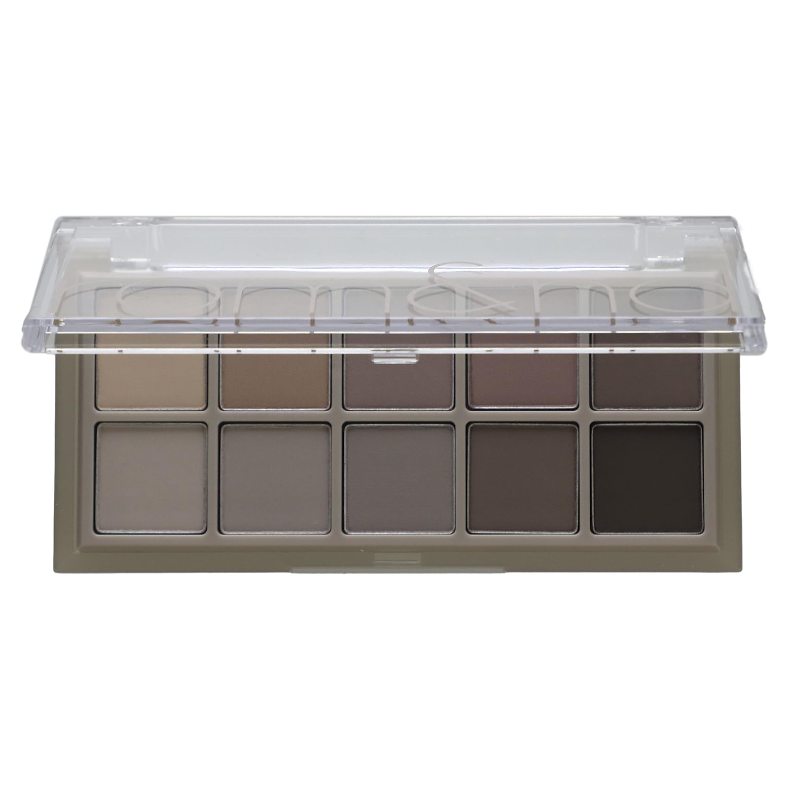 rom&nd Paleta 102g Jardín de Niebla Polvorienta con 10 sombras cálidas para pigmentación intensa.