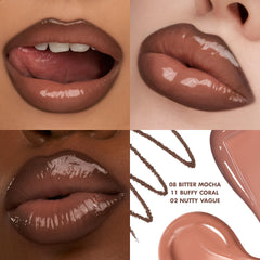 rom&nd Volume Hack Trio Glasting Color Gloss in Nutty Vague delivers radiant shine
