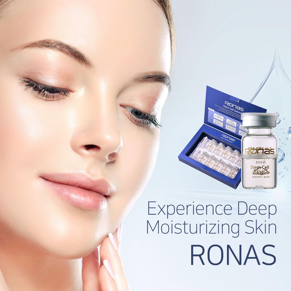 Ronas Stem Cell Solution on bathroom shelf for daily ritual.