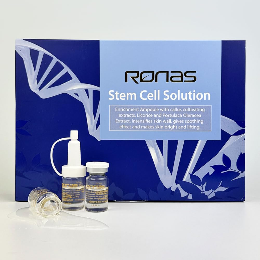 Ronas Stem Cell Solution glass vial emphasizes compact packaging.