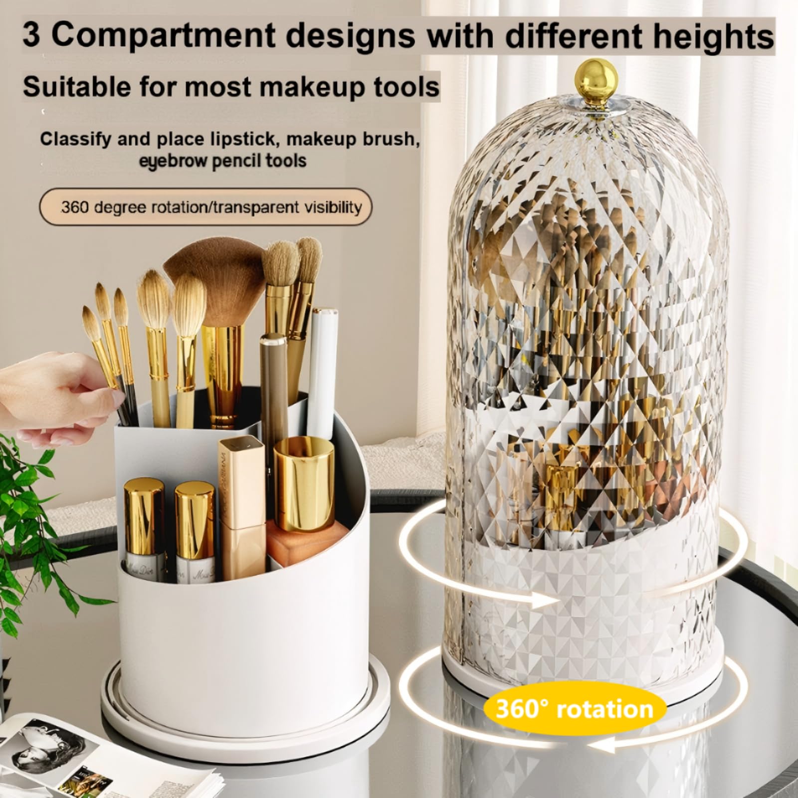 RONGZHIERK makeup brush holder lid seals to keep brushes clean and hygienic