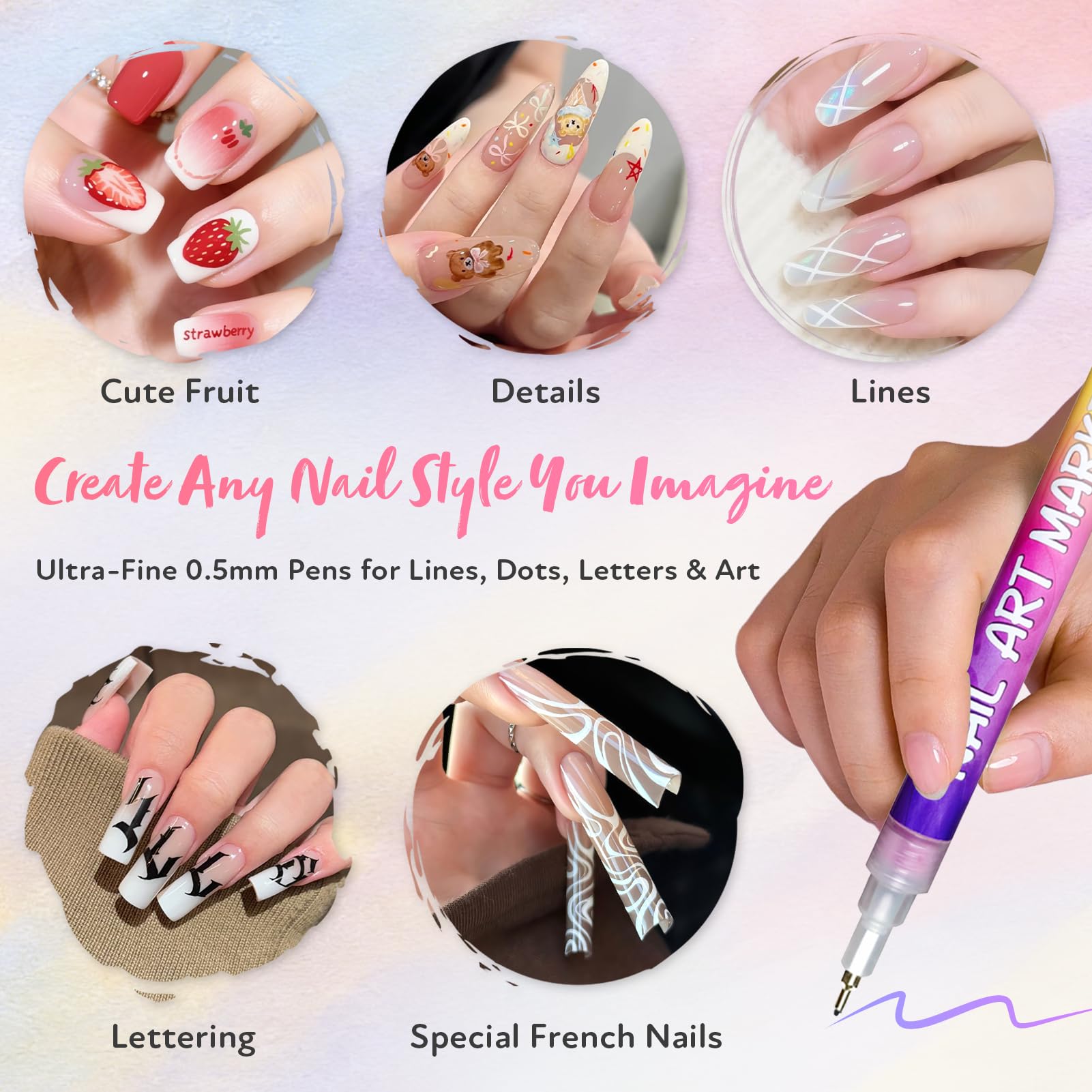 RONYUTON Smooth-application nib provides comfortable control for long nail art sessions.