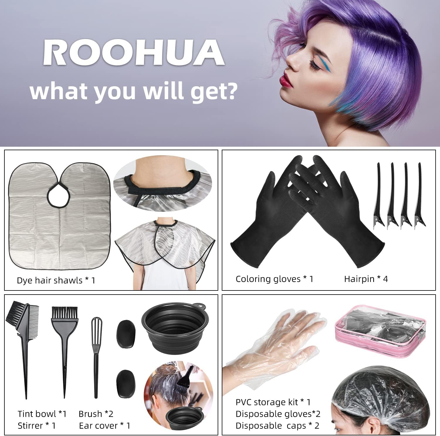 ROOHUA hair dye brush for precise application