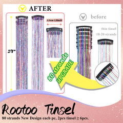 Rootoo Clip-in tinsel 24-inch length for quick daily glam