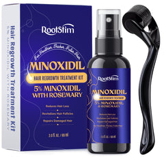RootStim 5% Minoxidil spray bottle – targeted thinning hair support.