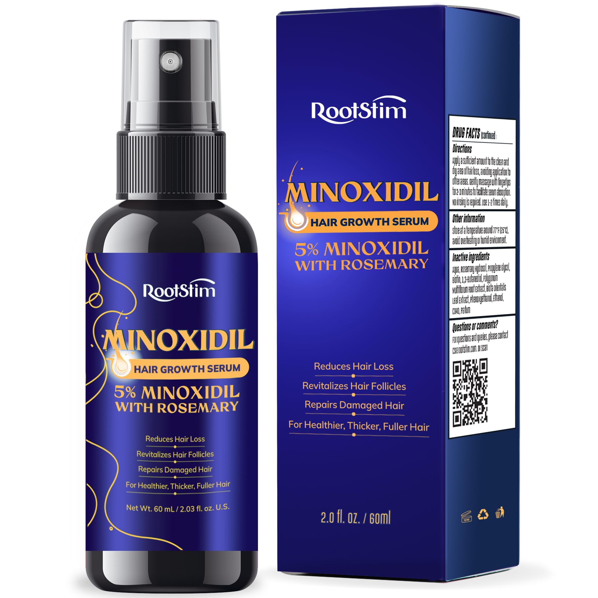 RootStim minoxidil 5percent bottle for discreet daily hair growth support
