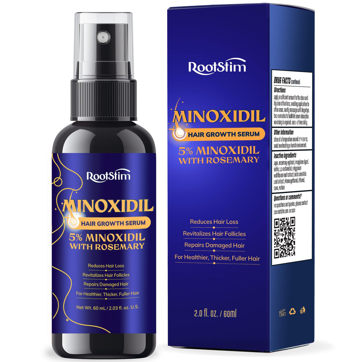 RootStim minoxidil 5percent bottle for discreet daily hair growth support
