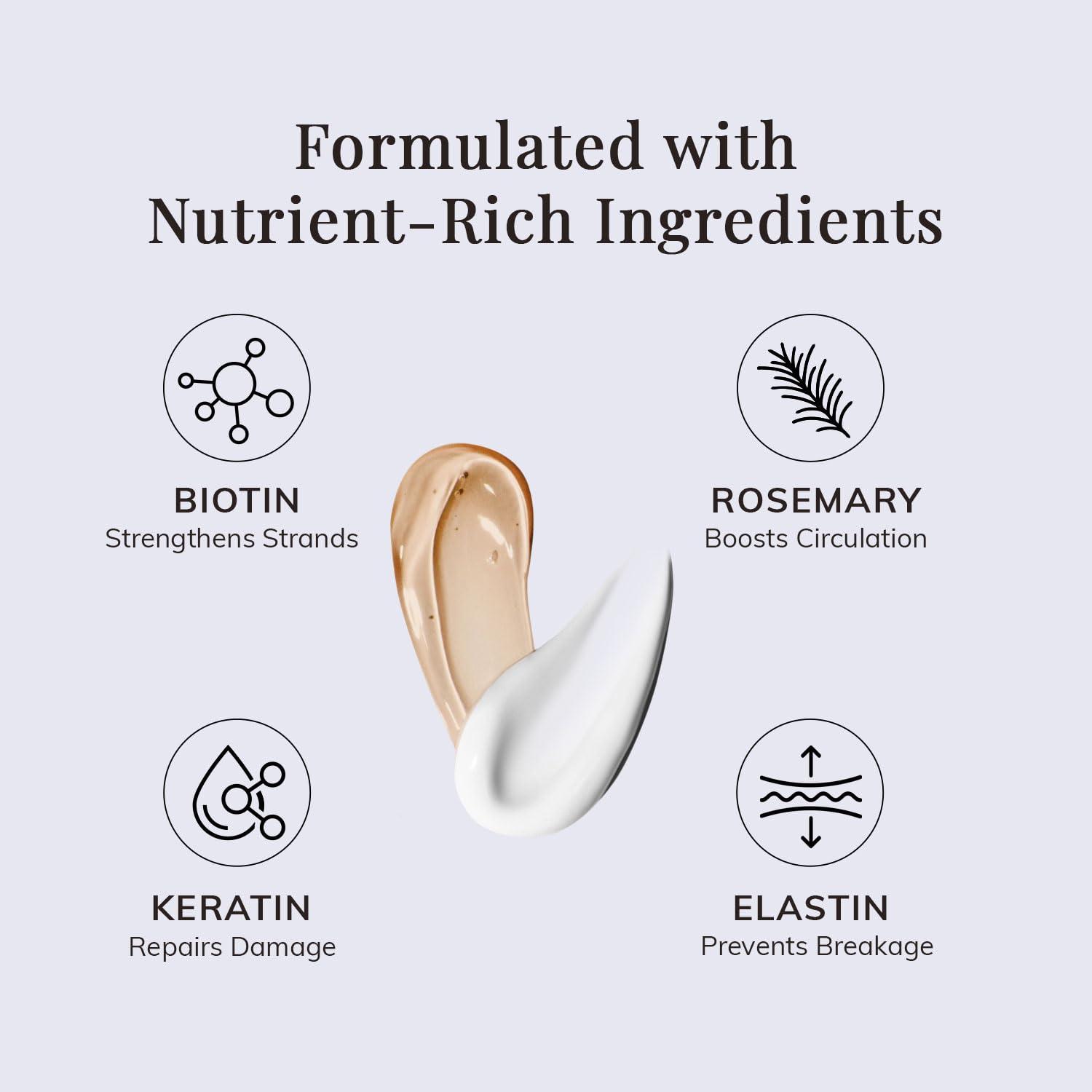RootStim natural ingredients blend showcasing biotin and botanicals for nourishment.