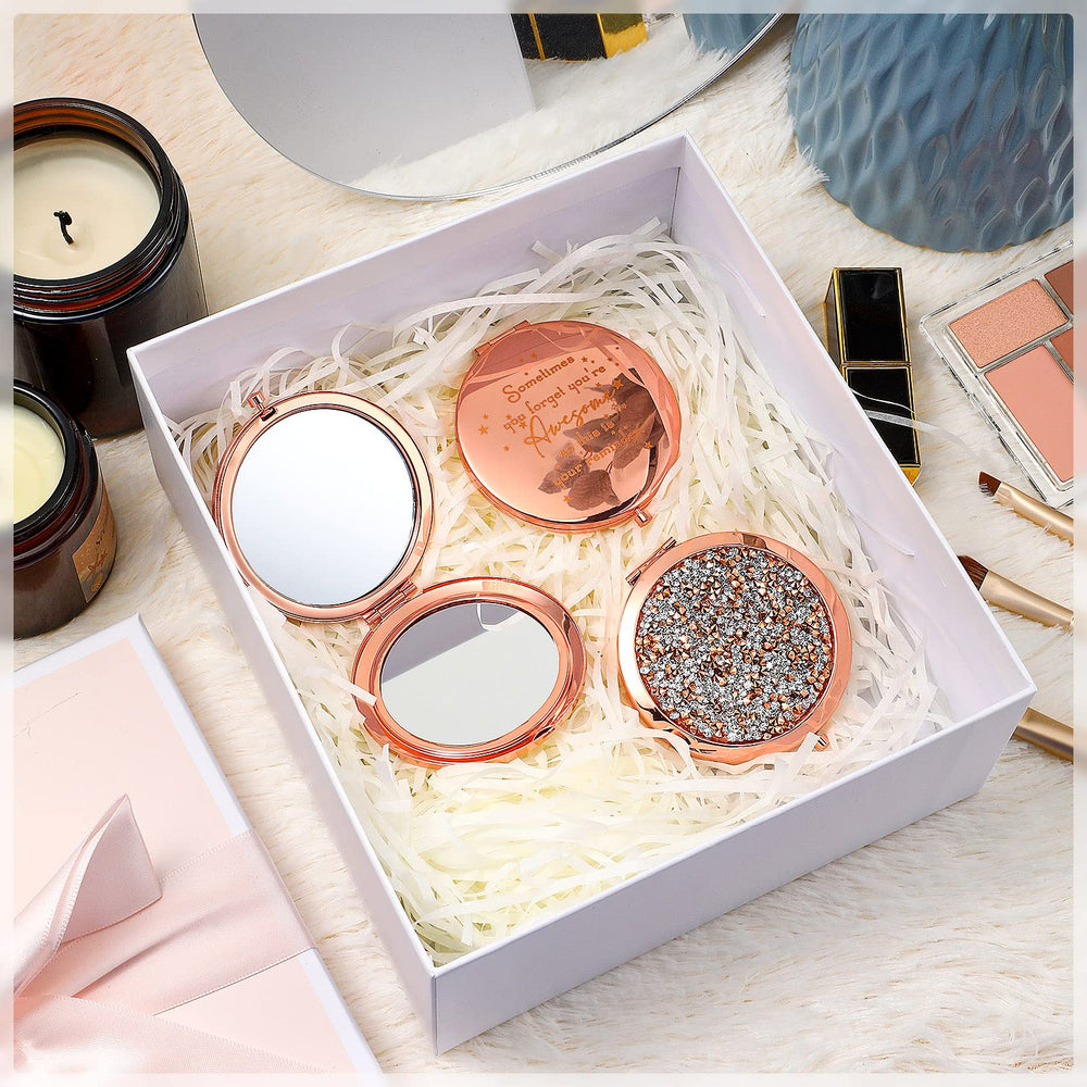 Roowest portable pocket mirror fits into bags for on-the-go touch-ups.