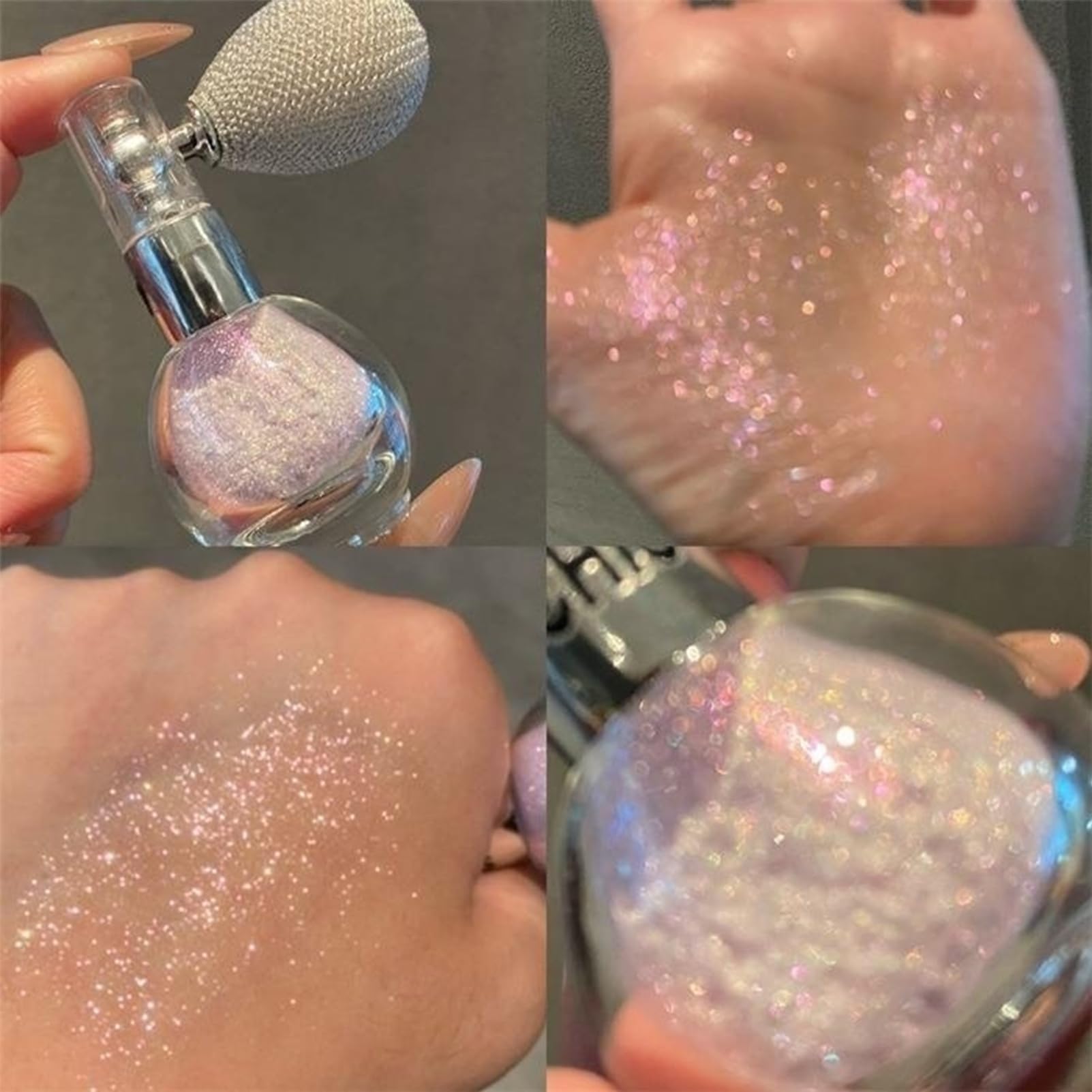Rosarden loose glitter powder texture close-up for fine shine.