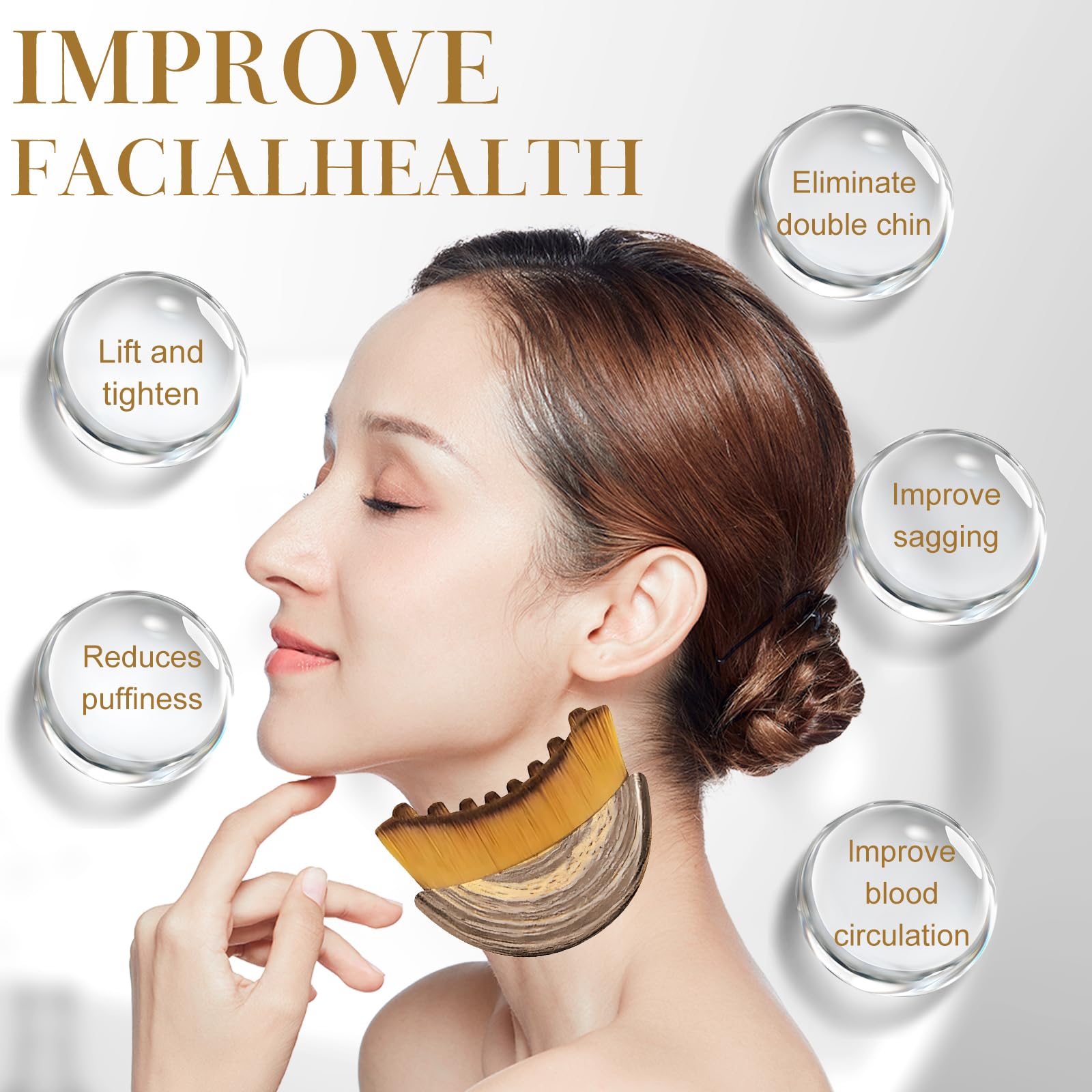 Rose Romee lymphatic brush fitting the face ergonomics for precise contouring
