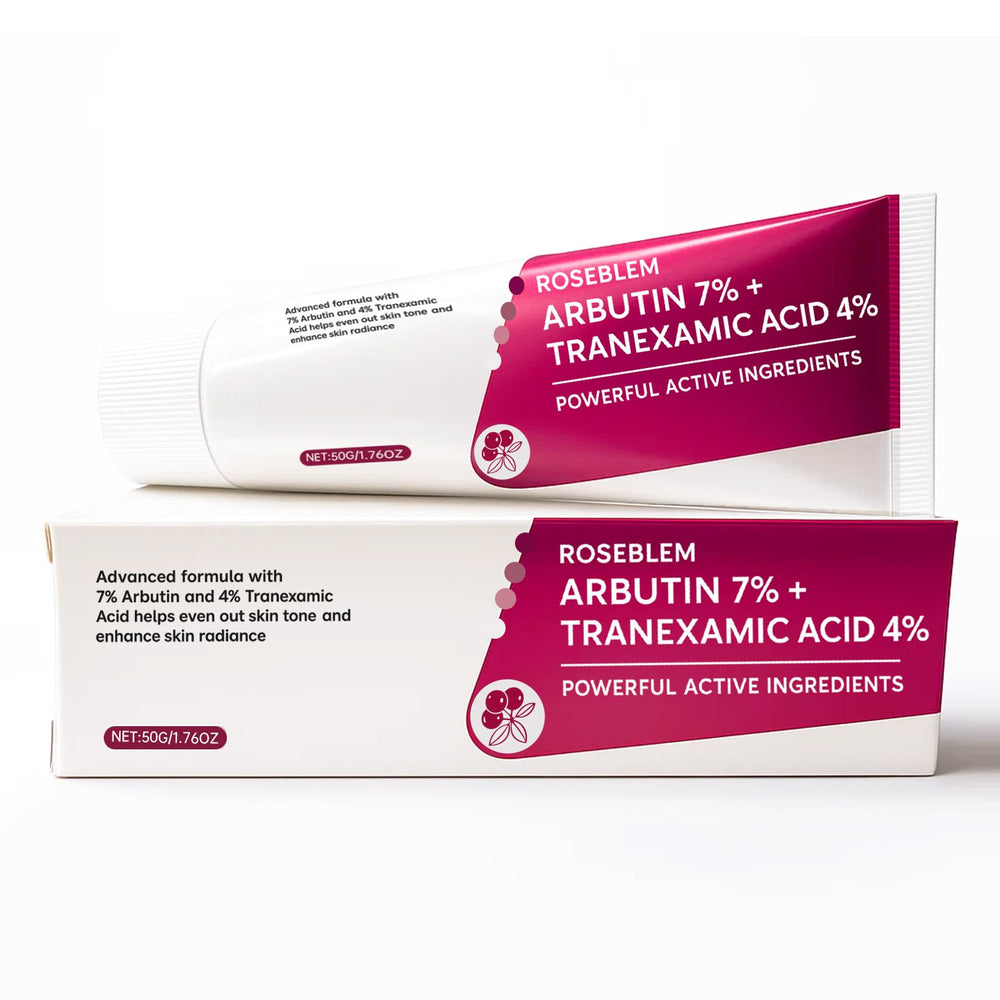 Roseblem crema arbutina 7% y tranexamico 4% en frasco, ayuda a controlar manchas.