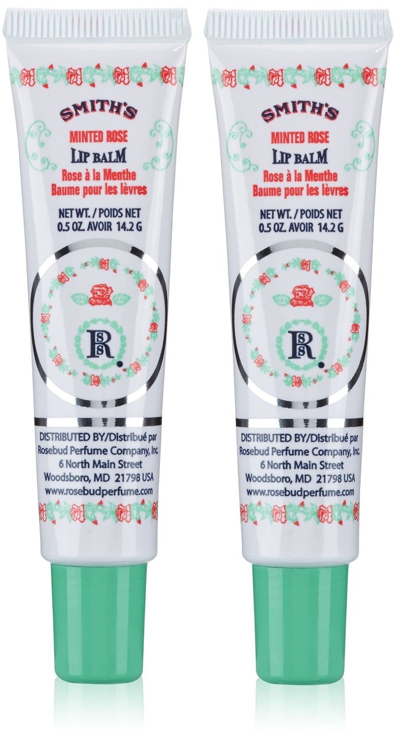Bálsamo labial mentolado de Rosebud en tubo, humectante y refrescante para labios.