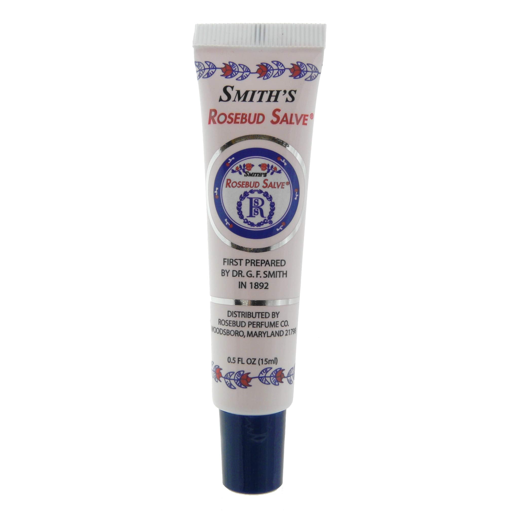 Rosebud Salve en tubo original, ideal para labios secos y piel resecada, uso diario.