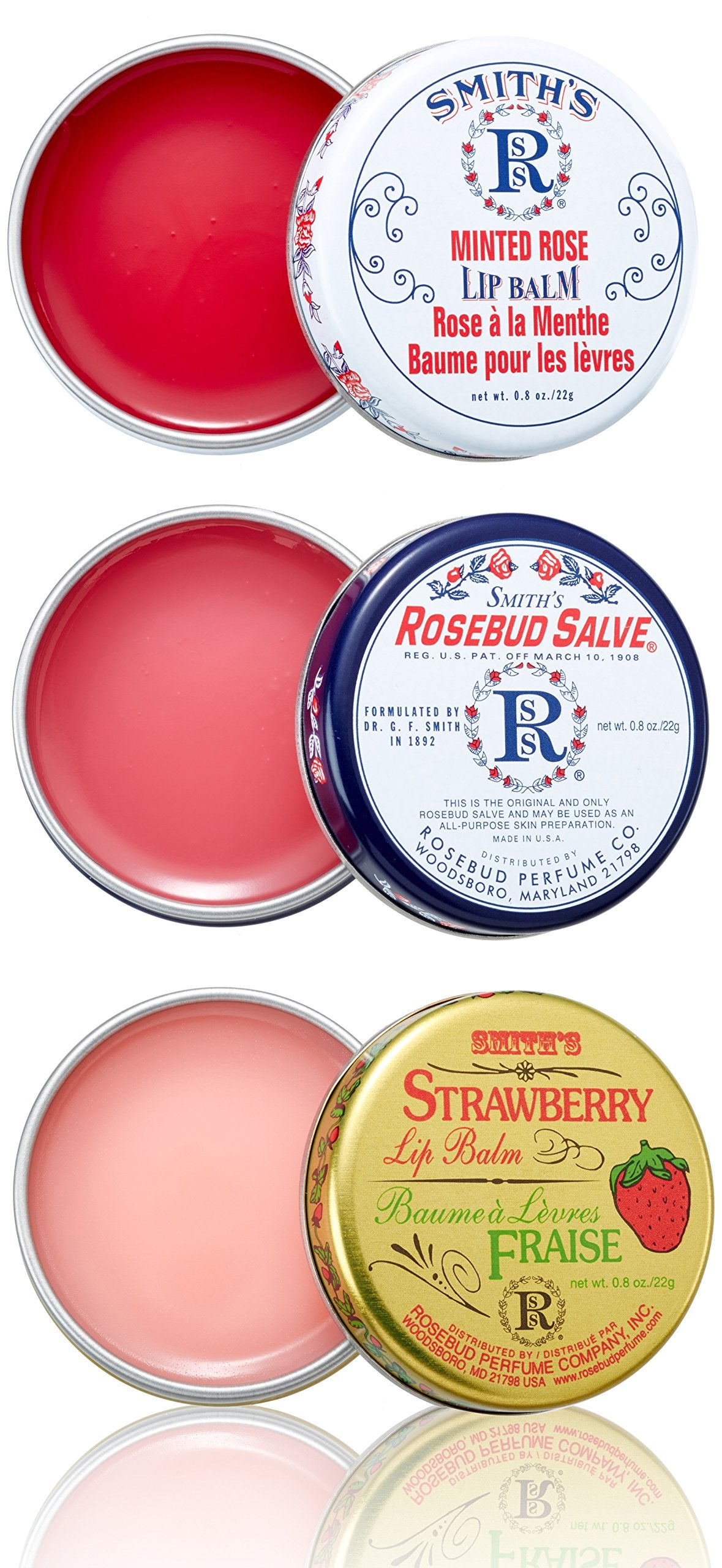 ROSEBUD SALVE balsamo labial de tres capas para labios secos y suaves.