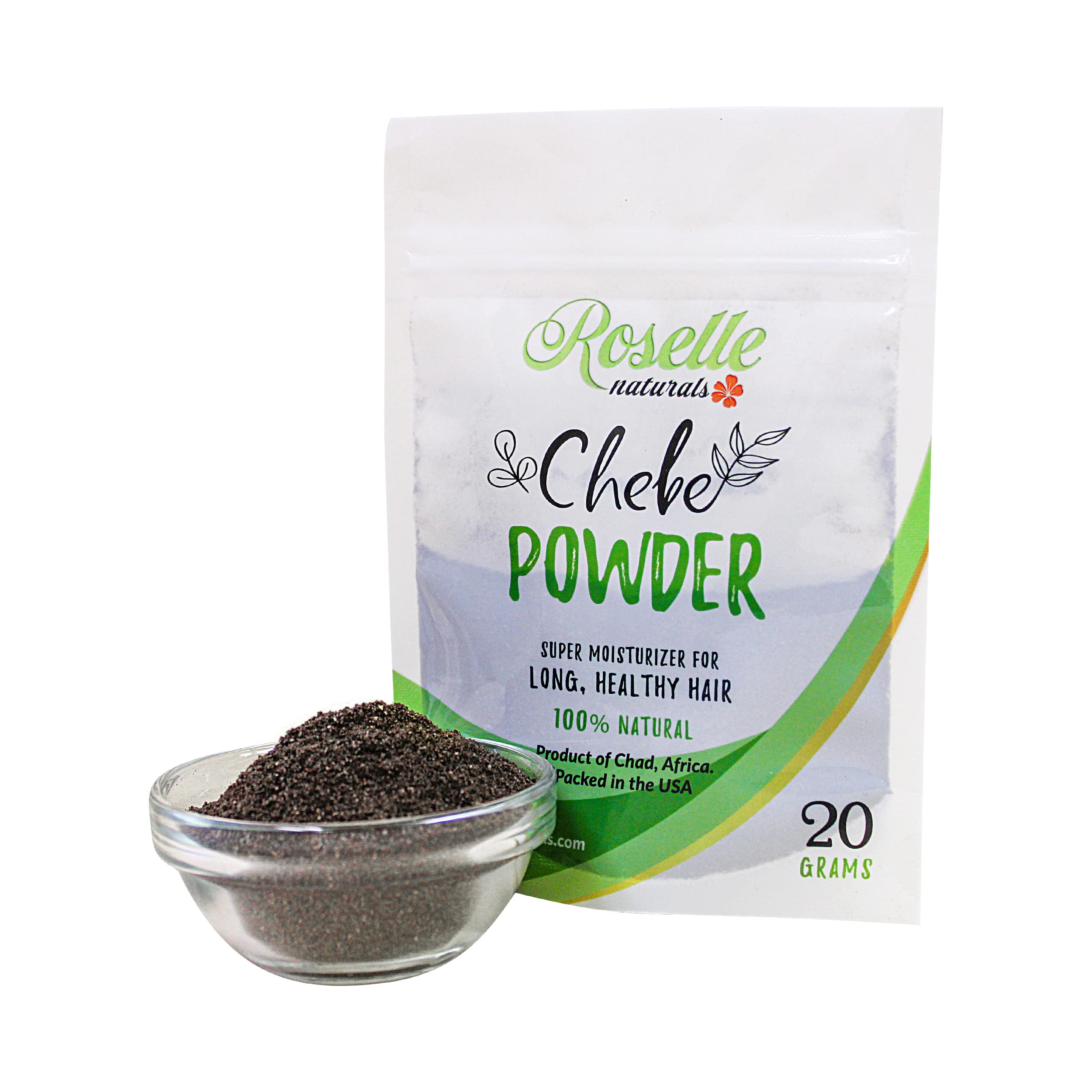 Natural herb blend in Roselle Naturals Chebe powder with earthy aroma ready for a therapeutic scalp routine
