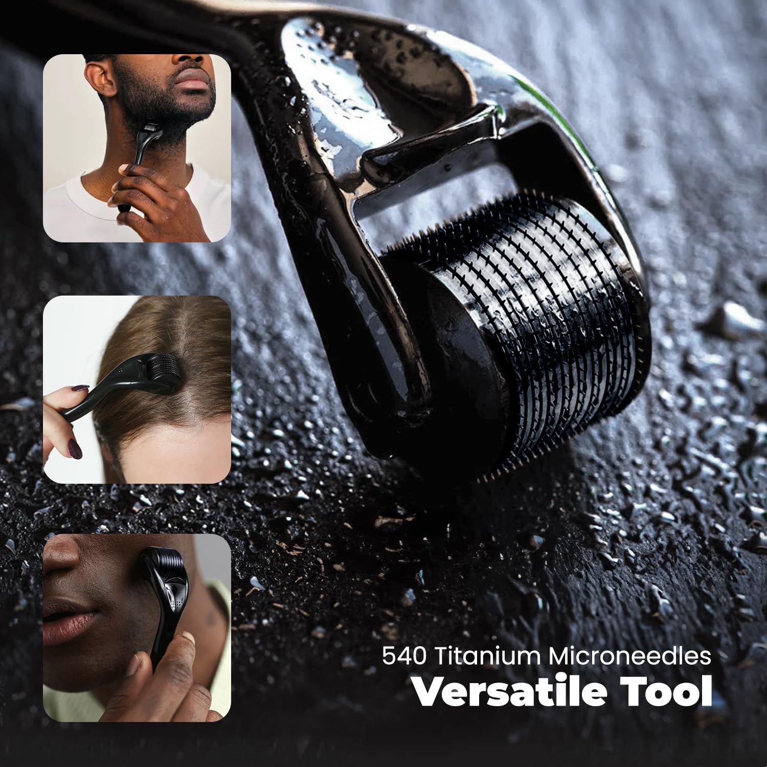 ROSELYNBOUTIQUE derma roller 540-titanium for targeted scalp use