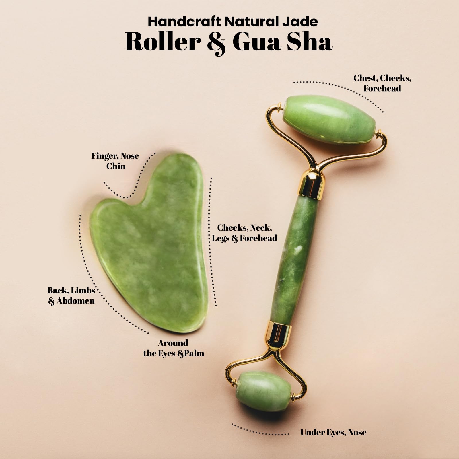 ROSELYNBOUTIQUE Gua Sha Tool face closeup demonstrates tension relief and calmer complexion.