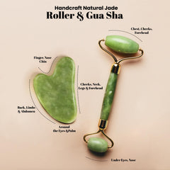 ROSELYNBOUTIQUE Gua Sha Tool face closeup demonstrates tension relief and calmer complexion.