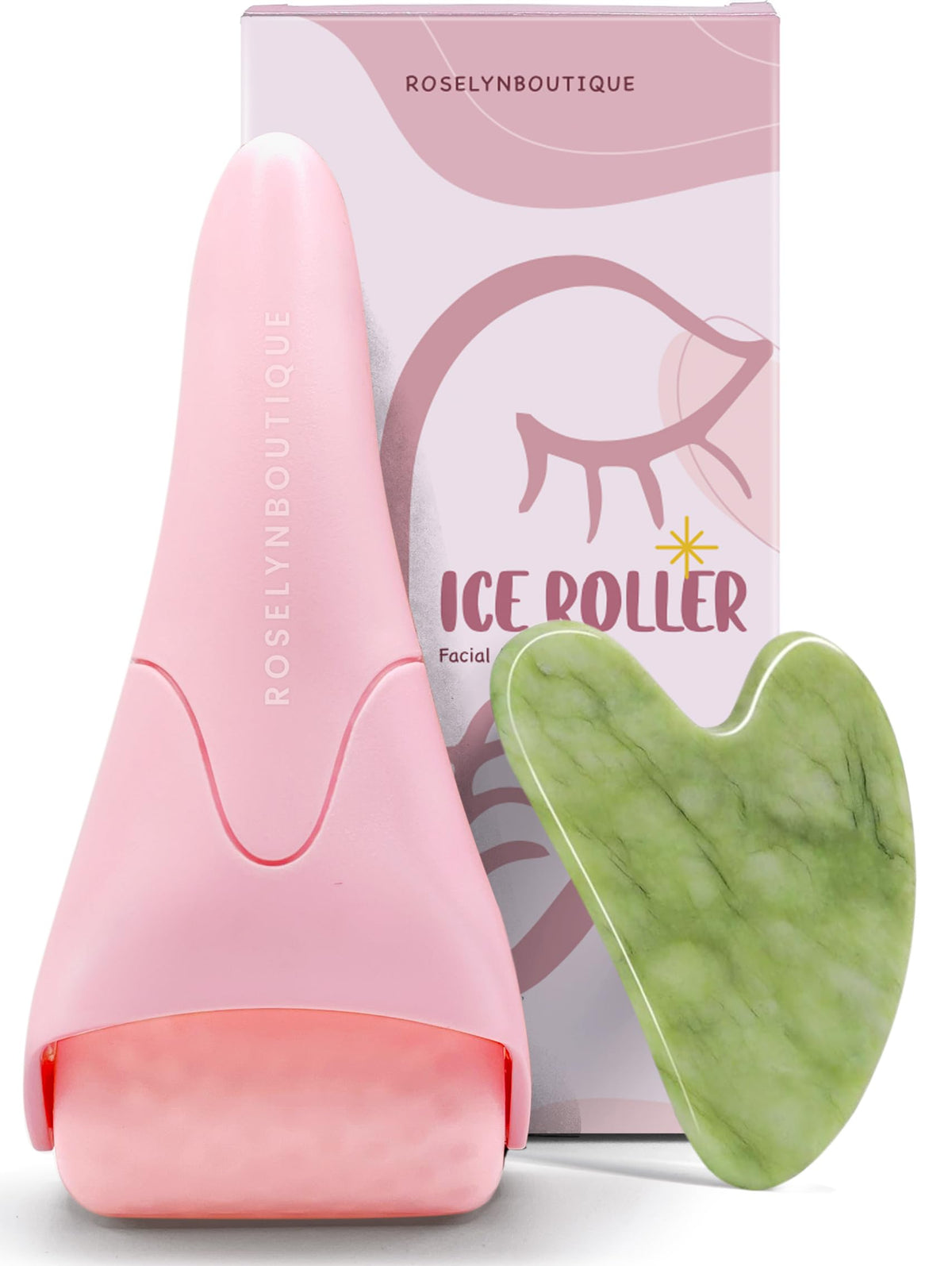 RoselynBoutique ice roller for the face in pink with cooling glide for refreshed skin
