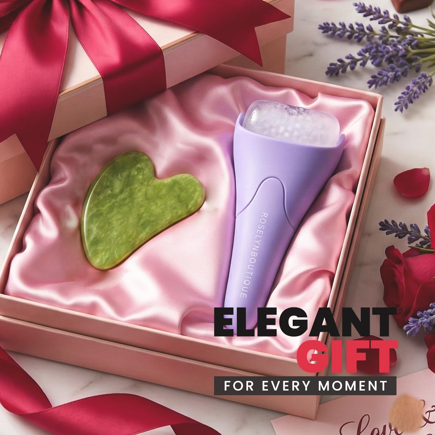 ROSELYNBOUTIQUE purple self-care kit enhances daily routines with style.